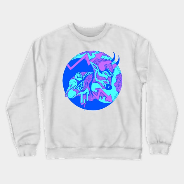 Blue Bull and Bear Crewneck Sweatshirt by kenallouis